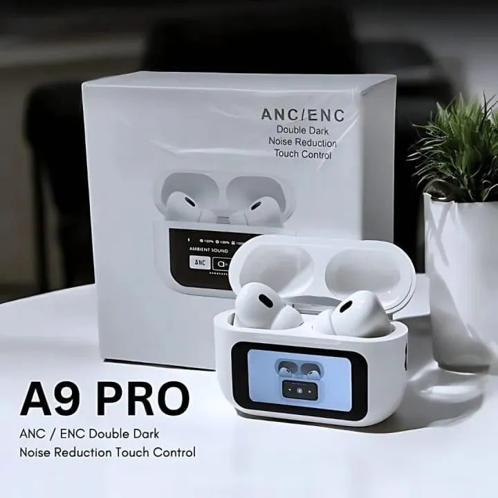 ​🎧 A9 Pro ANC/ENC স্মার্ট ডিসপ্লে ইয়ারবাডস (Smart Display Earbuds)