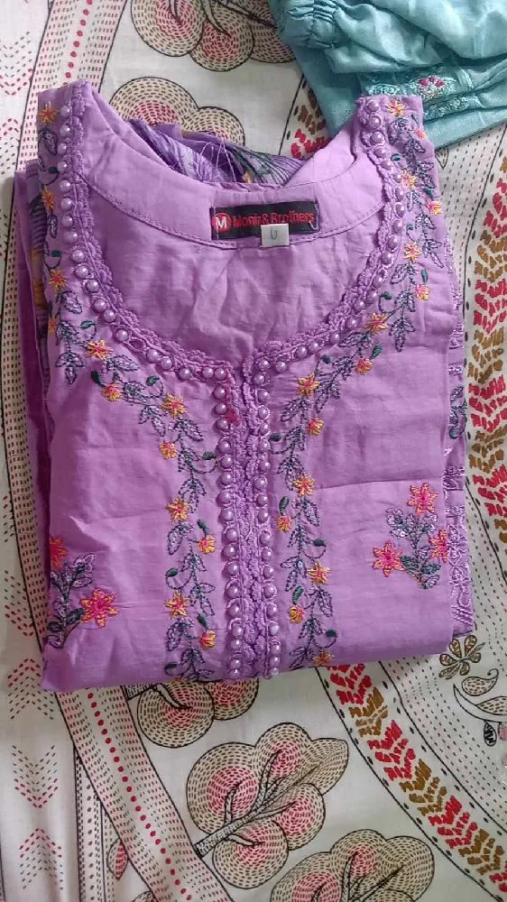 জর্জেট এবং সুতি কাজ করা থ্রি পিস