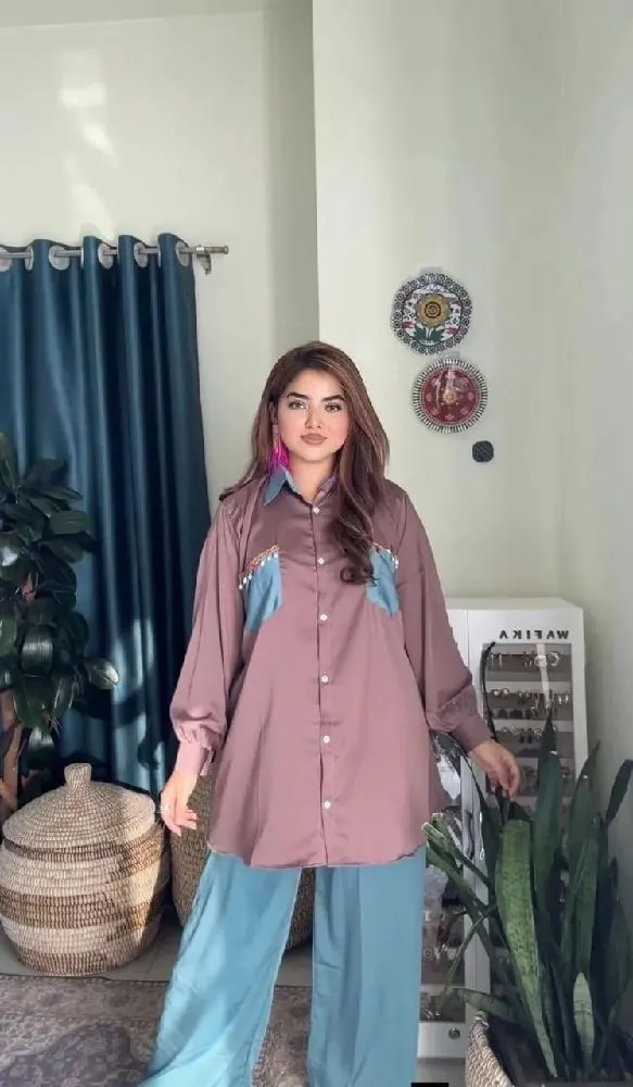 স্টাইলিশ টু~পিসlahori shart 2 pisbody- swich silk with poket les workleoar- palzo cutSize~~Free